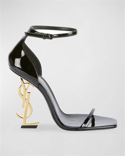 opyum patent ysl logo-heel sandals|YSL high heels sandals.